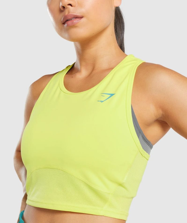 Women's Gymshark Pulse Crop Tanks Yellow | CA 1AD3N0